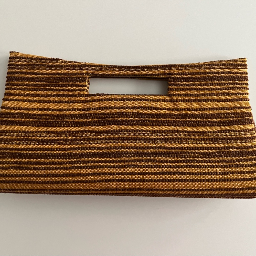 Brown striped clutch
